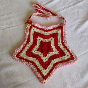 Handmade crochet star bag w/ removable heart charms